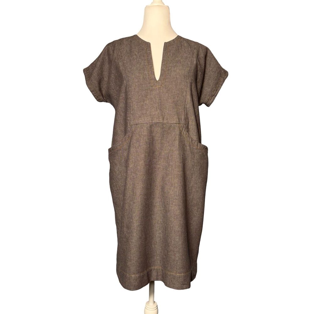 UNCLE FRANK Gray Chambray Pocket Shift Dress Size S Minimalist Boho